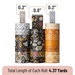 Golden Hives Washi Tape Set - 20 Rolls, Assorted Widths