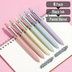 Mr. Pen Retractable Gel Pens, 6 Pack, 0.5 mm Black Ink, Soft Pastel Barrel with Silver Clip