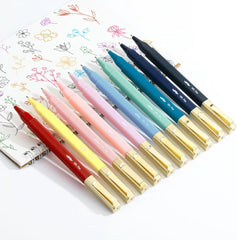 Aesthetic Pens 10 Pack - Assorted Colors, Square Body, 0.7mm Fine Point Ballpoint
