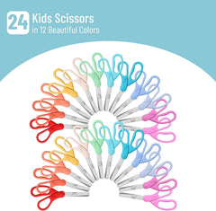 Bulk Kids Scissors 5" (24 Pack) - Blunt Tip, Modern Shades, Ages 4+