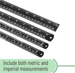 Stainless Steel Ruler Set (4 Pack) – 6, 8, 12, 14 Inches with Metric & Inch Markings