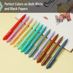 Retractable Gel Pens 12 Pack, Fine Point 0.7mm, Fast-Drying Assorted Colors, Cute Aesthetic Journaling Pens