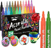 Acrylic Paint Markers 24 Pack - Brush Tip, Water-Based, Vibrant Colors