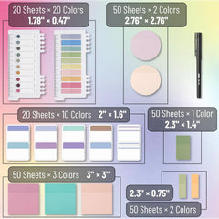 Mr. Pen Transparent Sticky Notes Set - 1000 Colorful Sheets, Giftable