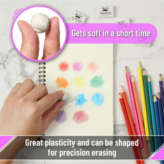 White Kneaded Erasers (12 Pack) - Moldable Art Erasers for Artists