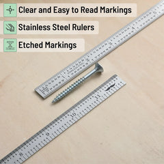 12-Inch Machinist Ruler (2-Pack) - Stainless Steel with 1/10, 1/100, and 1/32 Graduations