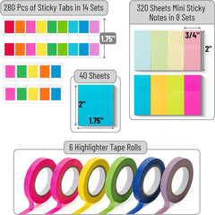 280-Piece Annotation Kit with Sticky Tabs, Mini Notes, and Highlighter Tape