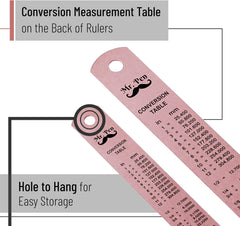 Steel Rulers 2-Pack (6 & 12 Inch) in Rose Gold