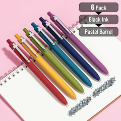 Mr. Pen Retractable Gel Pens, 6 Pack, 0.5 mm Black Ink, Vintage Design with Silver Clip
