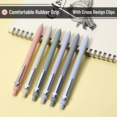 Mr. Pen Retractable Gel Pens, 6 Pack, 0.5 mm Black Ink, Colorful Barrels with Silver Clips