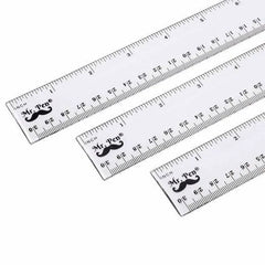 Clear Plastic Ruler 12 Inch (3 Pack) - Dual Side with Inches & Centimeters