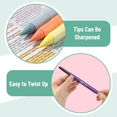 Bible Gel Highlighters, 16 Pack, Morandi & Vibrant Colors, No-Bleed, Twist-Up, Sharpenable Tips