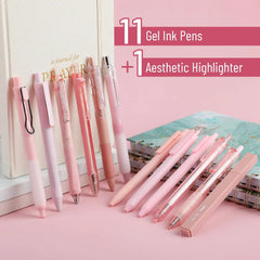 Mr. Pen Gel Ink Pen Set - 12 Pastel Pink Pens, Fine Point 0.5mm, Black Ink