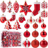 Mr. Pen Assorted Christmas Ball Ornaments Set, 77 Pieces, Red Shatterproof Ornaments