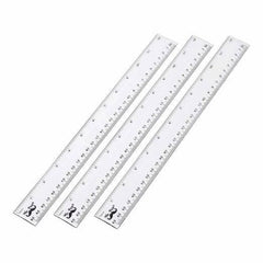 Clear Plastic Ruler 12 Inch (3 Pack) - Dual Side with Inches & Centimeters