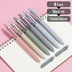 Mr. Pen Retractable Gel Pens, 6 Pack, 0.5 mm Black Ink, Colorful Barrels with Silver Clips