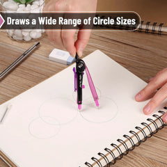 Pink Metal Frame School Compass with Center Wheel for Geometry