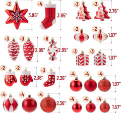 Mr. Pen Assorted Christmas Ball Ornaments Set, 77 Pieces, Red Shatterproof Ornaments