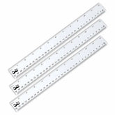 Clear Plastic Ruler 12 Inch (3 Pack) - Dual Side with Inches & Centimeters
