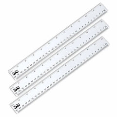 Clear Plastic Ruler 12 Inch (3 Pack) - Dual Side with Inches & Centimeters