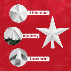 Mr. Pen Glitter Star Tree Topper, 8-Inch, White Star Christmas Tree Topper