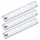 6-Inch Plastic Ruler (3-Pack) - Clear, Dual-Sided with Inches & Centimeters