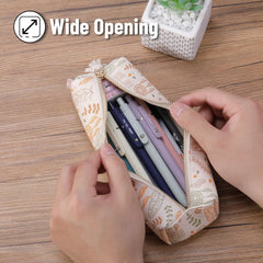 Boho PU Leather Pencil Pouch - Slim, Cute & Aesthetic