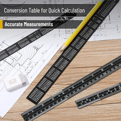Stainless Steel Ruler Set (4 Pack) – 6, 8, 12, 14 Inches with Metric & Inch Markings