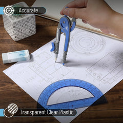 Midnight Blue Compass & Protractor Set with 180° Protractor