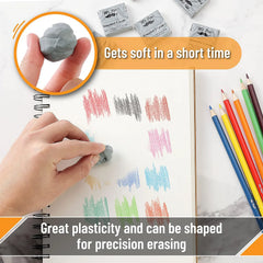 Mr. Pen Kneaded Eraser, 3 Pack, Grey, 1.44" x 1.36" - Artists' Art Eraser