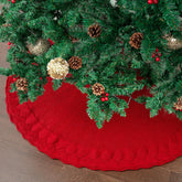 Mr. Pen Christmas Tree Skirt, 36 Inch, Red Knitted Xmas Tree Skirt