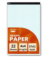 Graph Paper Pad 17x11, 4x4 Grid (4 Squares/Inch), 22 Sheets, White