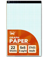 Graph Paper Notebook 17x11, 5x5 Grid (5/in), 22 Sheets, White
