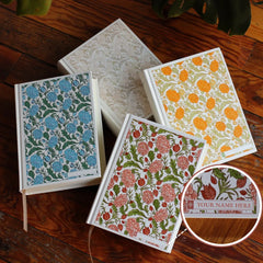 ESV Custom Single Column Journaling Bible, Floral Hardcover with Name Box (Pink, Blue, Cream, or Marigold)