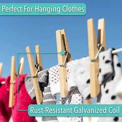 No-Slip Clothespins for Hanging Clothes, 50 Pack, 2.9 Inches