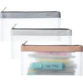 Clear Pencil Pouches (3-Pack) - Transparent TPU Zipper Bags for School, Travel & Makeup