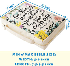 Bible Cover & Case for Women – Durable Canvas Bible Bag with Handle, Fits Standard Study Bibles