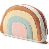 Large Boho Pencil Pouch with Rainbow Canvas and Zipper for School and College