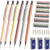 Pastel Boho Mechanical Pencils 6-Pack with 0.5mm & 0.7mm Refills