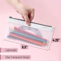 Clear Pencil Pouches (3-Pack) - Transparent TPU Zipper Bags for School, Travel & Makeup