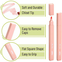 Boho Aesthetic Highlighters (8-Pack) with No-Bleed Ink & Chisel Tip