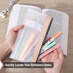 Clear Pencil Pouches (3-Pack) - Transparent TPU Zipper Bags for School, Travel & Makeup