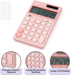 Cute Basic Calculator - 12-Digit, Light Pink, Solar Powered, Handheld