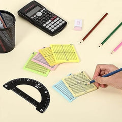 Graph Paper Sticky Notes 3x3, 6 Pads, Bright Colors, 300 Sheets