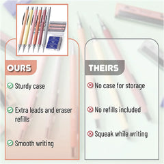 Pastel Boho Mechanical Pencils 6-Pack with 0.5mm & 0.7mm Refills