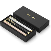 Luxury Pen Set with 3 Metal Pens, 1mm Fine Point, Black Ink, Easy Clip, Ideal Gift for Men & Women