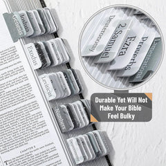 Bible Tabs - 75 Gray Laminated Tabs for Old & New Testament, Neutral Design, Easy to Apply