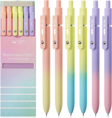 Customizable Retractable Gel Pens with Morandi & Gradient Barrels, Fine Point 0.5mm Black Ink