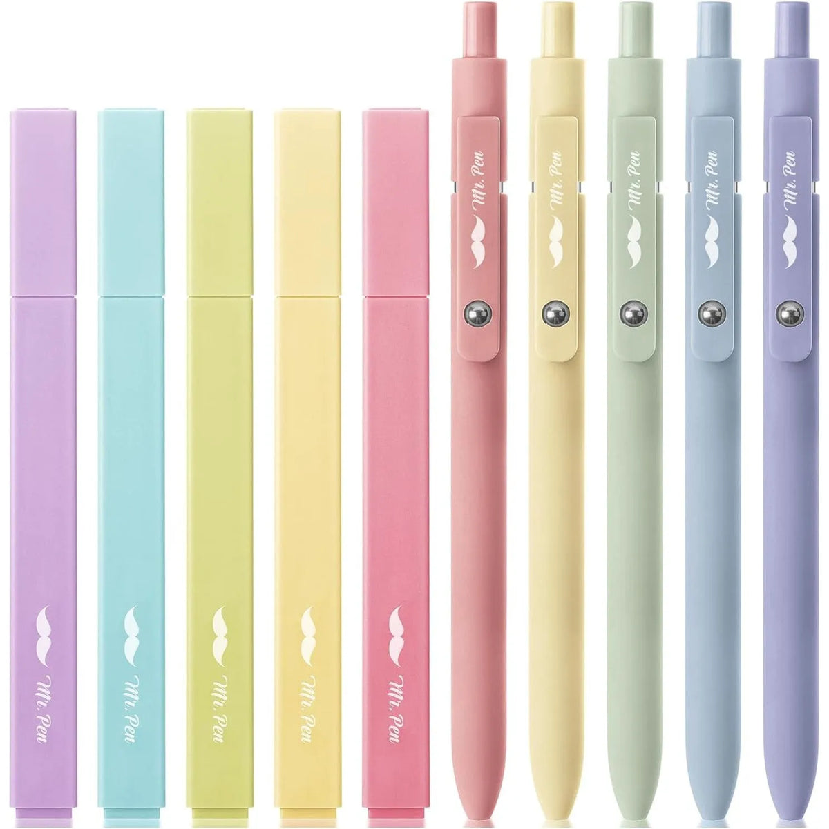 Aesthetic Bible Highlighters & Gel Pens Set - 10 Pack, No Bleed Assorted Colors, Black Ink Pens for Journaling & Study
