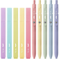 Aesthetic Bible Highlighters & Gel Pens Set - 10 Pack, No Bleed Assorted Colors, Black Ink Pens for Journaling & Study